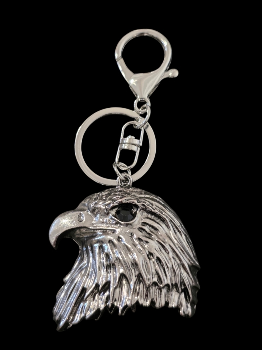 Silver Eagle Head Bag Charm Keychain Charm